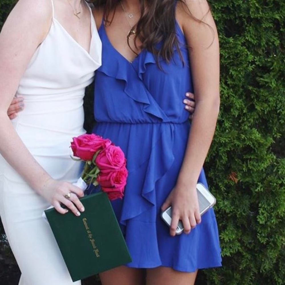 Express blue ruffle dress